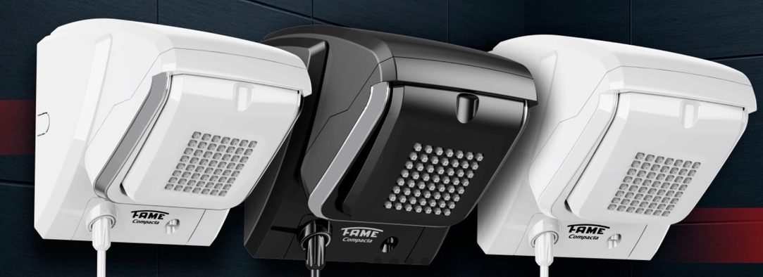 Compacta instant electric showers in white and black